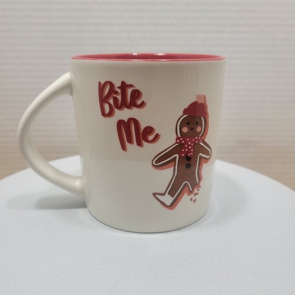 Gingerbread Man BITE ME Coffee Mug Holiday Stoneware Coffee Cup Bite Me - Picture 2 of 8